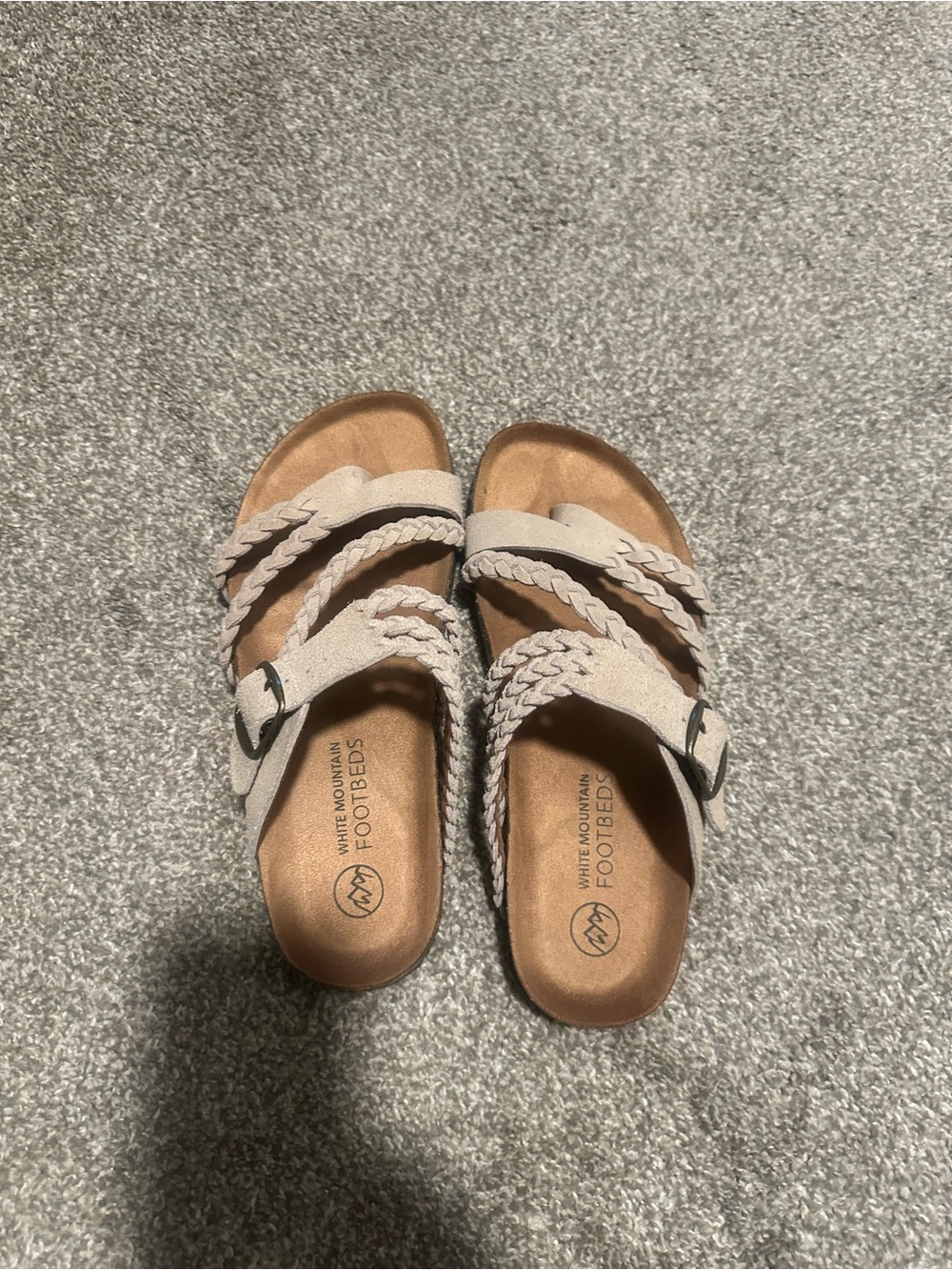 White Mountain Tan Braided Slide Sandals with Buckle